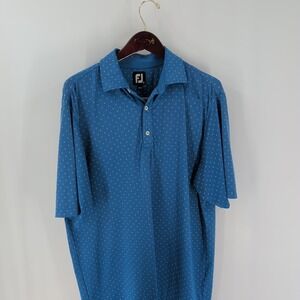Foot Joy Short Sleeve Diamond All Over Classic Golf‎ Polo Shirt Blue Size M